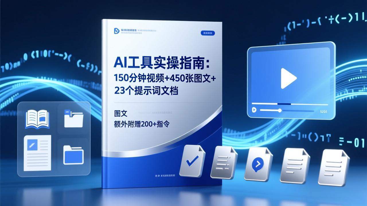 AI工具实操指南：150分钟视频+450张图文+23个提示词文档，额外附赠200+指令-laogaiwz