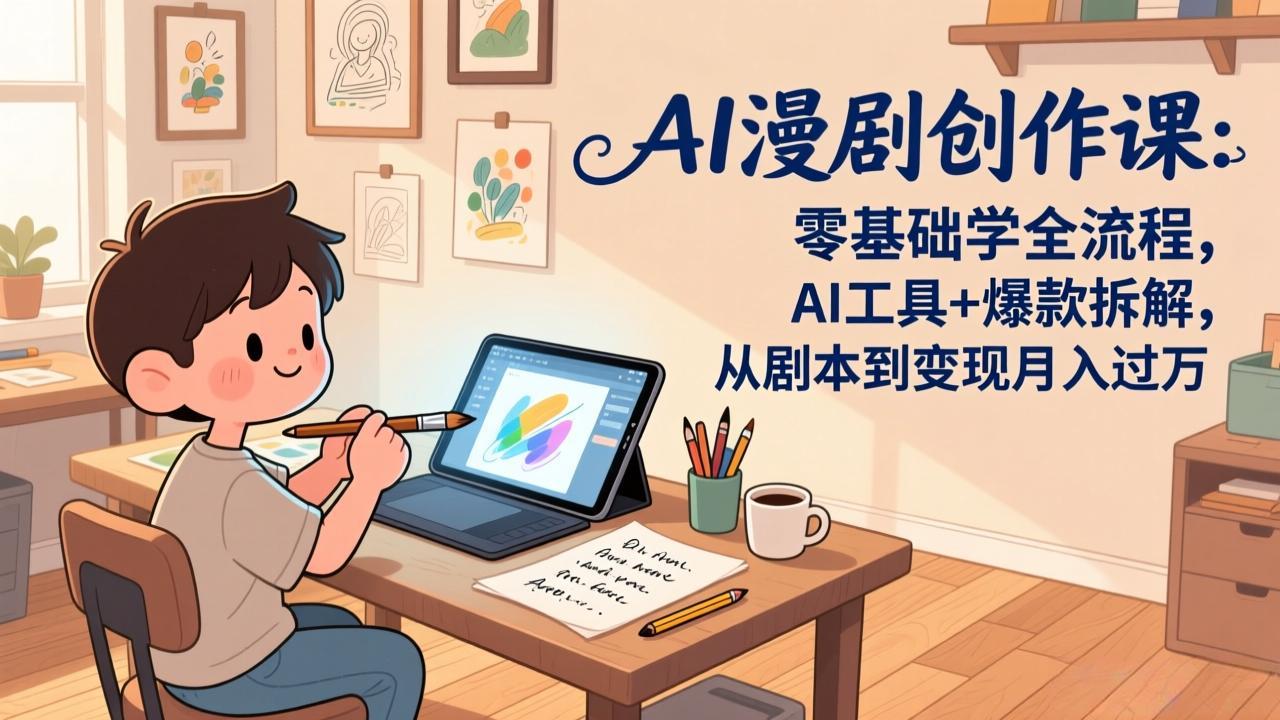 AI漫剧创作课：零基础学全流程，AI工具+爆款拆解，从剧本到变现月入过万-laogaiwz