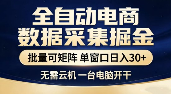 独家电商数据全自动采集项目，批量可矩阵，单窗口轻松日入3张+【揭秘】-laogaiwz