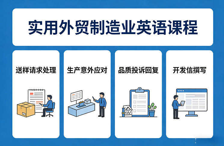 实用外贸制造业英语课程，教你专业处理送样请求、应对生产意外、回复品质投诉、撰写开发信等-laogaiwz