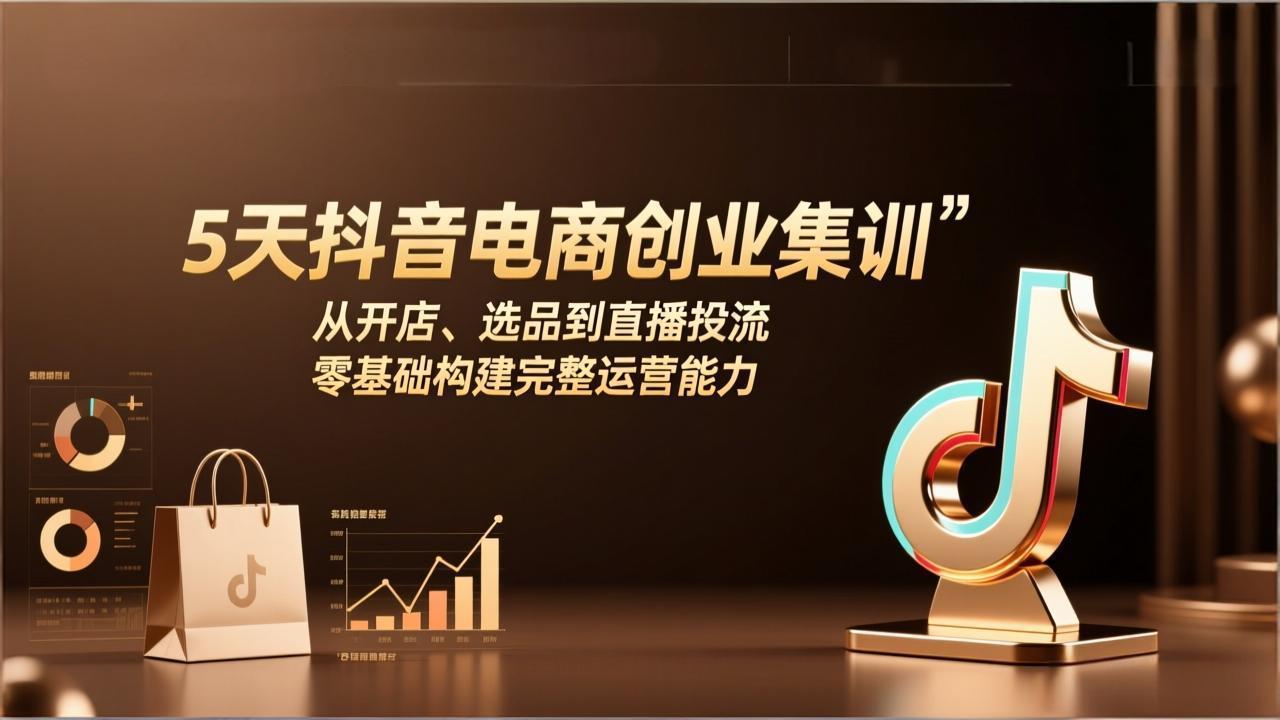 5天抖音电商创业集训：从开店、选品到直播投流，零基础构建完整运营能力-laogaiwz