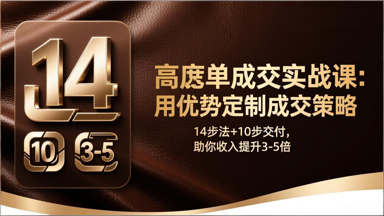 高客单成交实战课：用优势定制成交策略，14步法+10步交付，助你收入提升3-5倍-laogaiwz