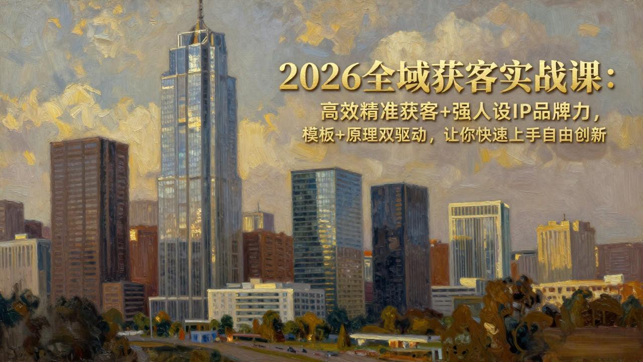 2026全域获客实战课：高效精准获客+强人设IP品牌力，模板+原理双驱动，让你快速上手自由创新-laogaiwz