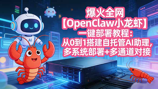 爆火全网【OpenClaw 小龙虾】一键部署教程：从0到1搭建自托管AI助理，多系统部署+多通道对接-laogaiwz