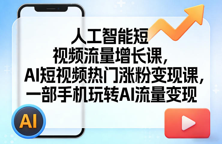 人工智能短视频流量增长课，AI短视频热门涨粉变现课，一部手机玩转AI流量变现-laogaiwz