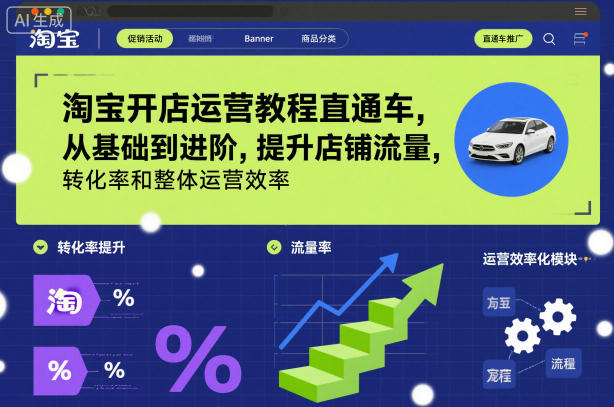 淘宝开店运营教程直通车，从基础到进阶，提升店铺流量，转化率和整体运营效率(更新26年3月)-laogaiwz