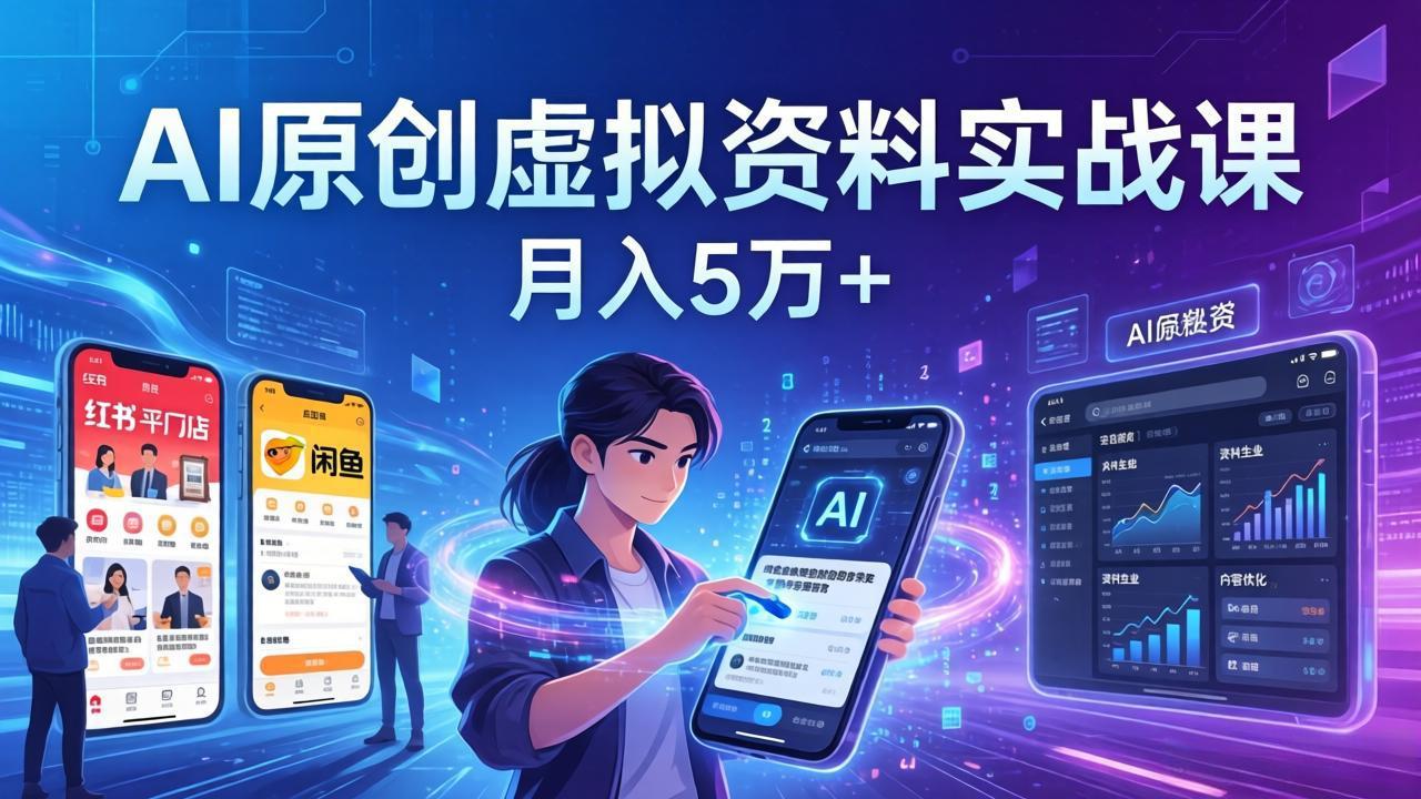 AI原创虚拟资料实战课：2026新机会，小红书闲鱼开店，普通人用AI轻松变现，月入5万+-laogaiwz