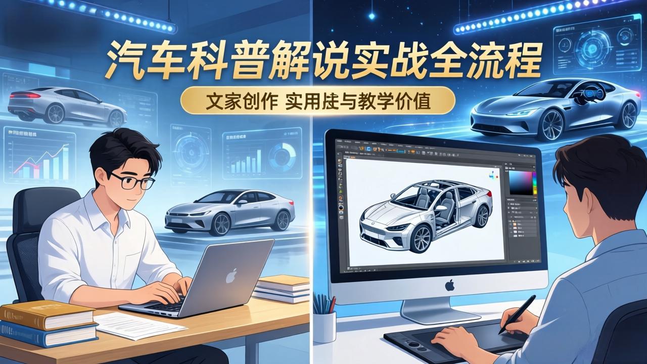 抖音汽车科普解说实战:文案+动画+画面处理+去水印全流程,打造专业汽车科普视频-laogaiwz