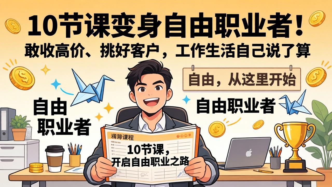 10 节课变身自由职业者！敢收高价、挑好客户，工作生活自己说了算-laogaiwz