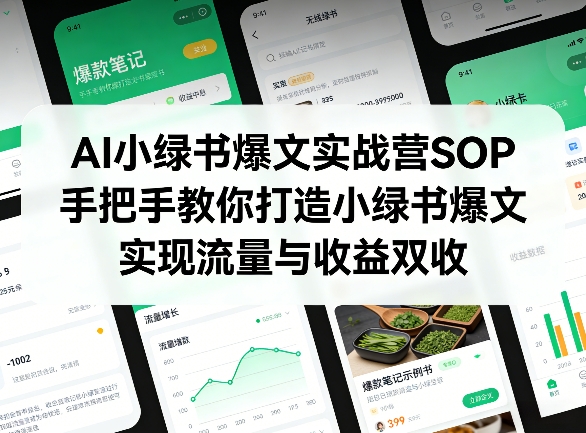 AI小绿书爆文实战营SOP，手把手教你打造小绿书爆文，实现流量与收益双收-laogaiwz