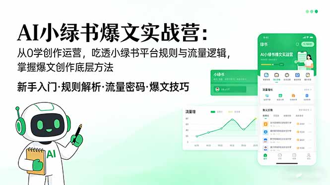 AI 小绿书爆文实战营：从0学创作运营，吃透小绿书平台规则与流量逻辑，掌握爆文创作底层方法-laogaiwz