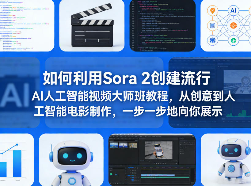 如何利用Sora 2创建流行AI人工智能视频大师班教程，从创意到人工智能电影制作，一步一步地向你展示-laogaiwz