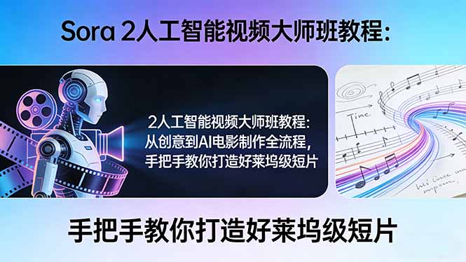 Sora 2人工智能视频大师班教程：从创意到AI电影制作全流程，手把手教你打造好莱坞级短片-laogaiwz