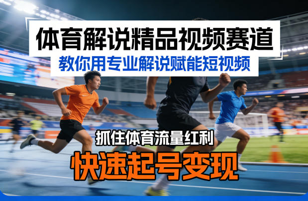 体育解说精品视频赛道，教你用专业解说赋能短视频，抓住体育流量红利，快速起号变现-laogaiwz