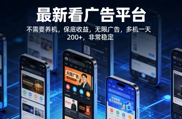 最新看广告平台，不需要养机，保底收益，无限广告，多机一天200+，非常稳定【揭秘】-laogaiwz