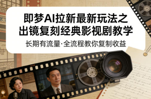 即梦AI拉新最新玩法之出镜复刻经典影视剧教学，长期有流量，全流程教你复制收益-laogaiwz