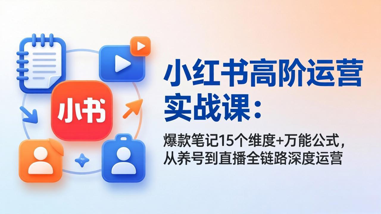 小红书高阶运营实战课：爆款笔记15个维度+万能公式，从养号到直播全链路深度运营-laogaiwz
