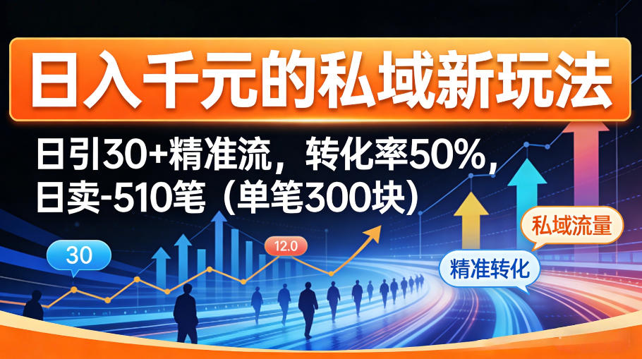 日入千米的私域新玩法：日引30＋精准流，转化率50%，日卖5-10笔(单笔300米)-laogaiwz